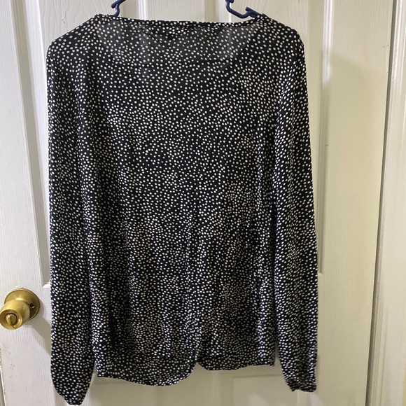 LOFT Dotted Mixed Media Twist Hem Top - Picture 3 of 14